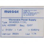 MUEGGE MICROWAVE POWER SUPPLY MX4000X-111KL